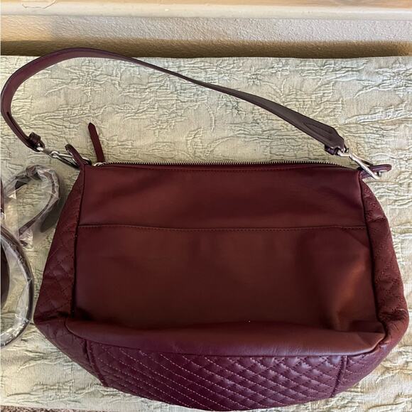 Vera Bradley Leather Carson Shoulder Bag In Mulled Wine Quilted NWOT - Picture 14 of 14